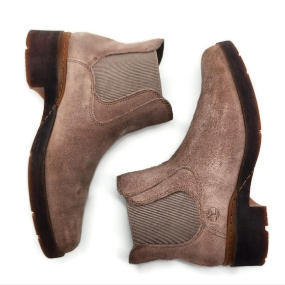 Timberland Light Tan Suede Pull-On Lug-Sole Chealsea Mid Ankle Boots - Picture 6 of 12